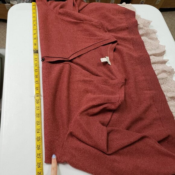 Logo Lori Goldstein Womens Boho Linen Cardigan Size 3X Red Lace Trim Feminine - Picture 7 of 10